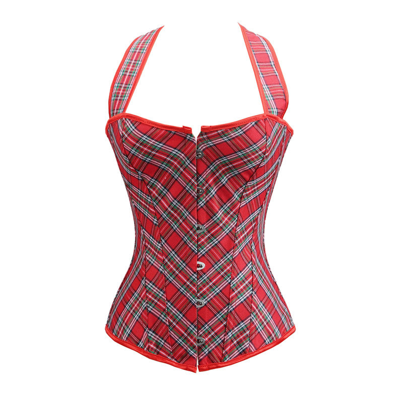 HeritageLine Plaid Halter Corset Top