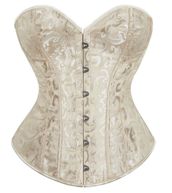 WaistLine Satin Lace-Up Overbust Corset in Apricot, front view