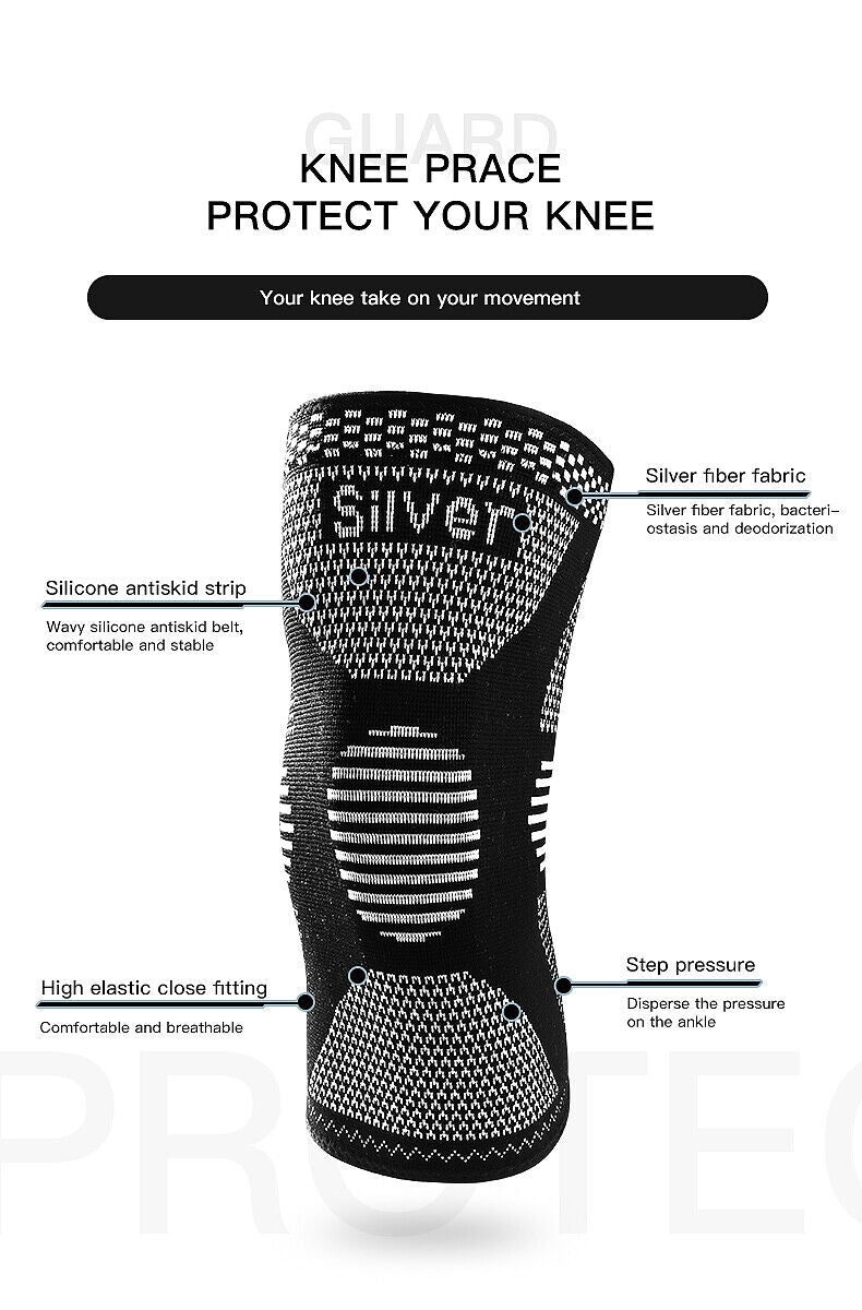 Copper Knee Sleeves Silver Compression Brace