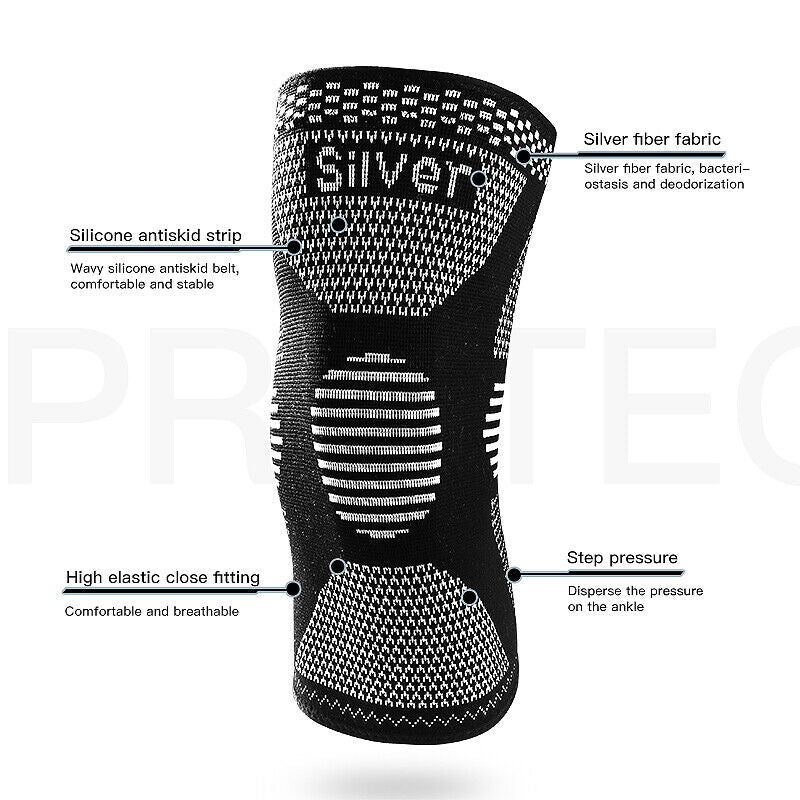 Copper Knee Sleeves Silver Compression Brace