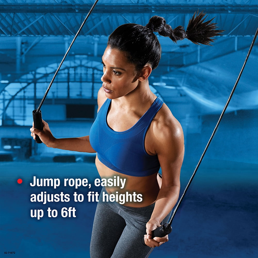Home Gym Essentials Kit, Includes Jump Rope, Push-up Bars, Ab Wheel and Medium Resistance Tube