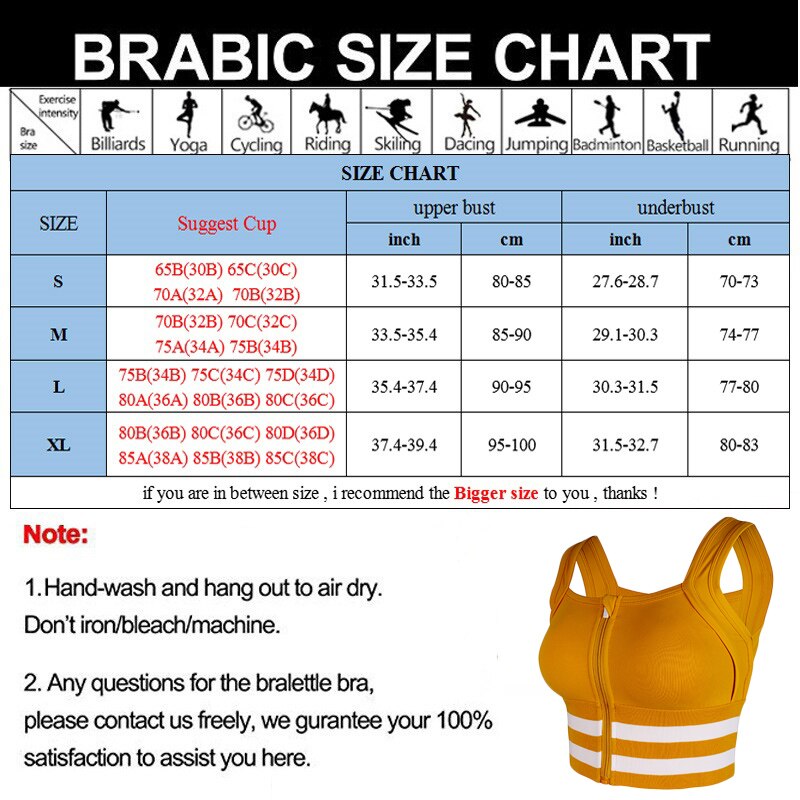 Push Up Brassiere Zipper Sport Top