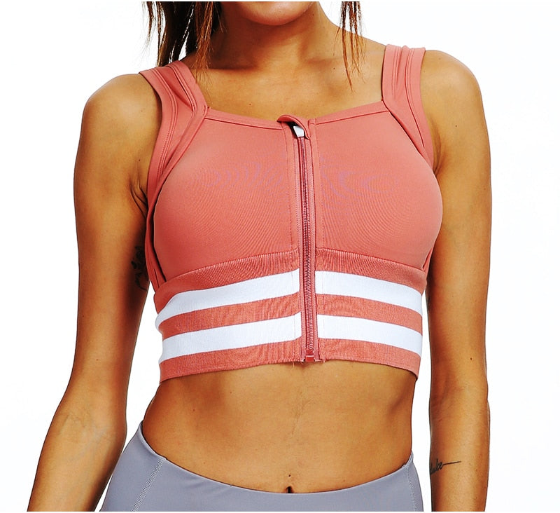 Push Up Brassiere Zipper Sport Top