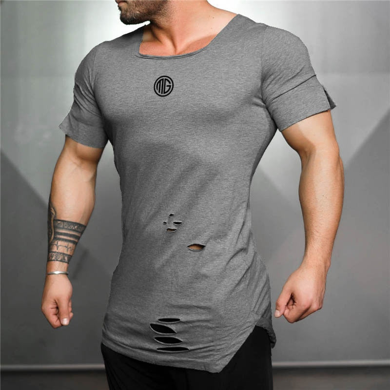 Cotton Men's Vintage Ripped T-shirt