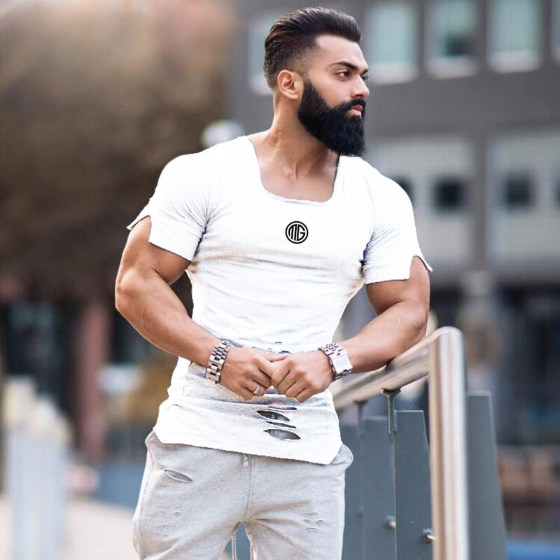 Cotton Men's Vintage Ripped T-shirt