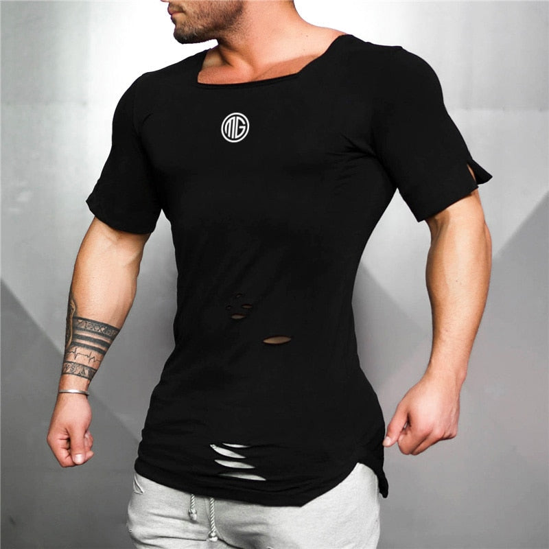 Cotton Men's Vintage Ripped T-shirt
