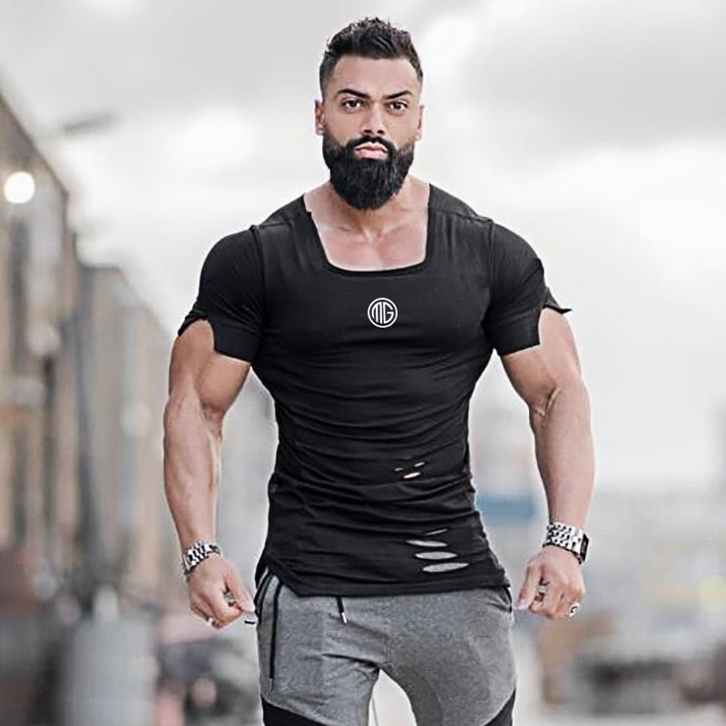 Cotton Men's Vintage Ripped T-shirt