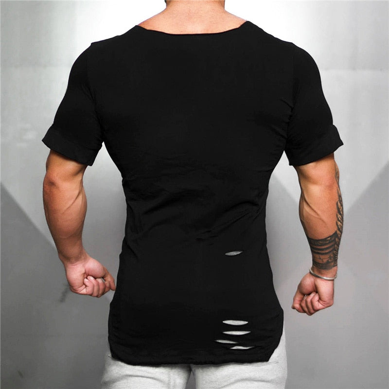 Cotton Men's Vintage Ripped T-shirt