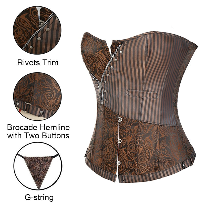 SCSTAR Brocade Zip Corset Bustier