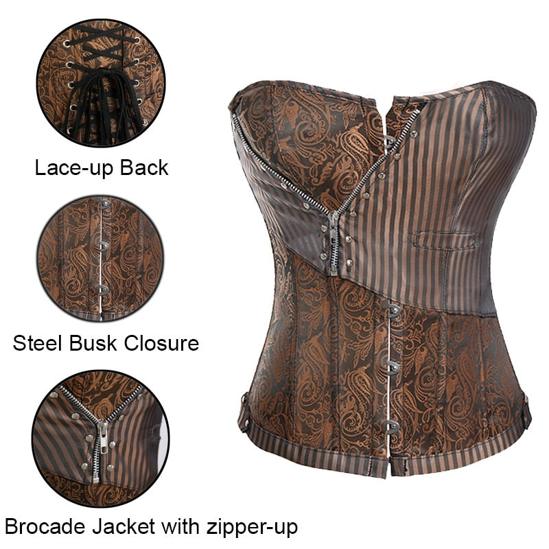 SCSTAR Brocade Zip Corset Bustier