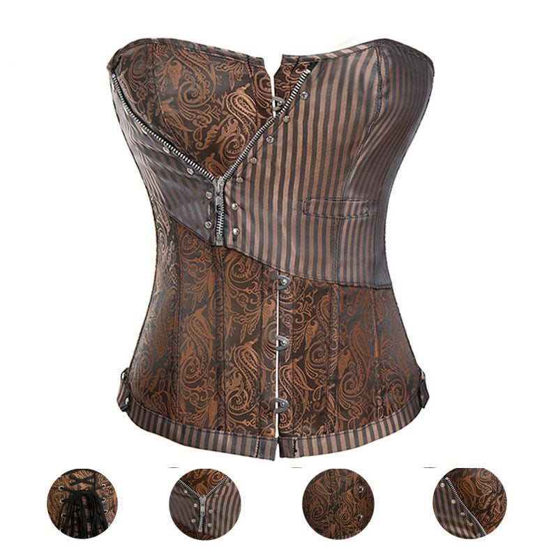 SCSTAR Brocade Zip Corset Bustier