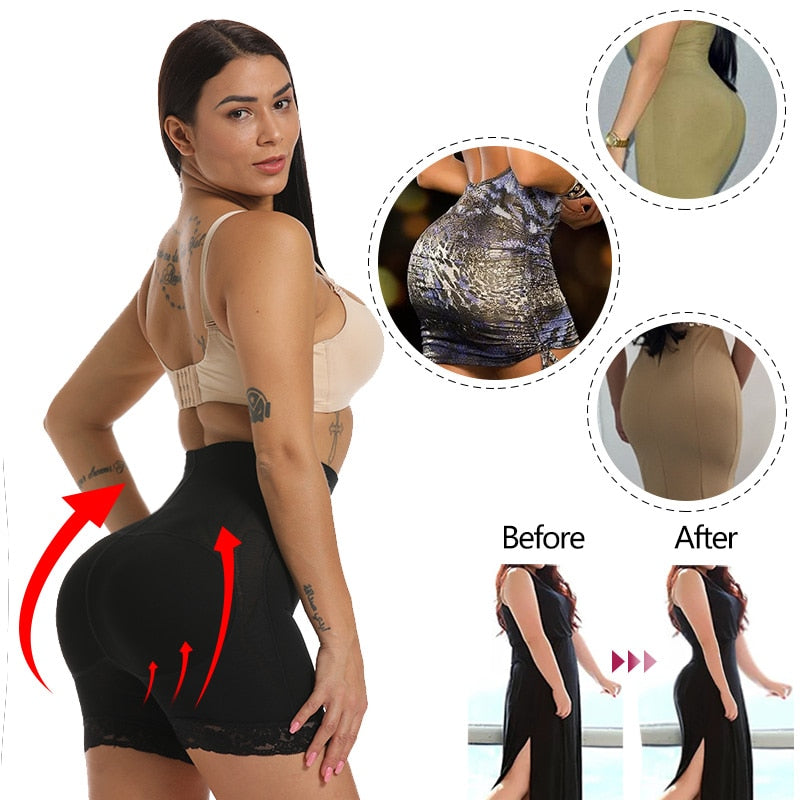 Women High Waist Lace Butt Lifter Body Shaper Shorts