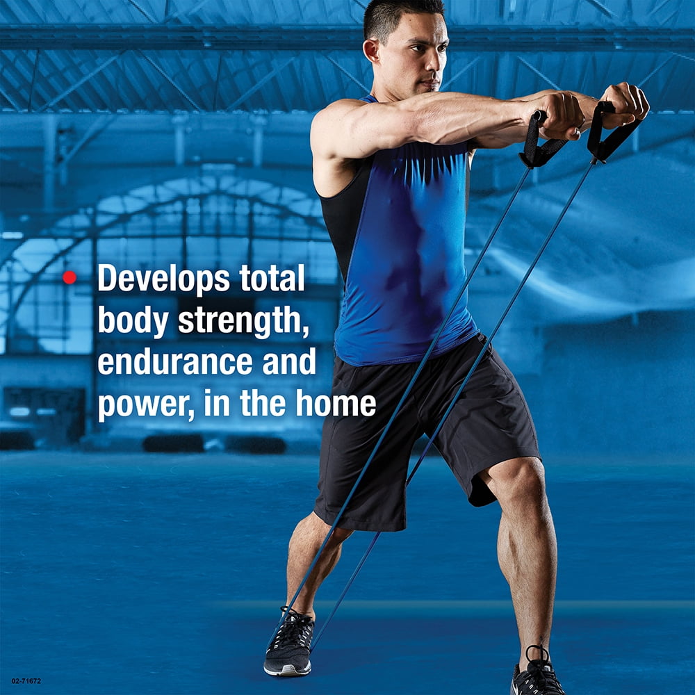 Home Gym Essentials Kit, Includes Jump Rope, Push-up Bars, Ab Wheel and Medium Resistance Tube