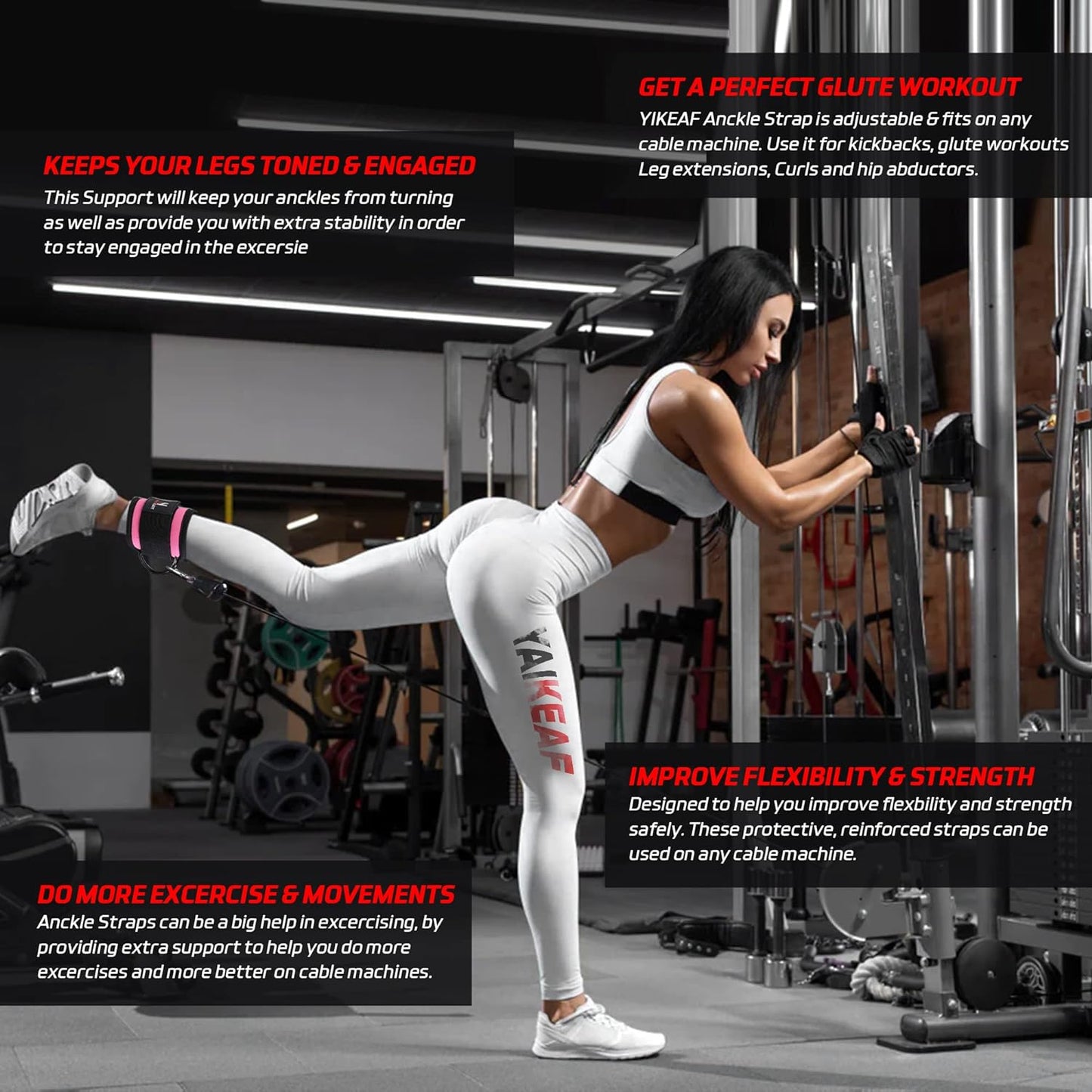 Neoprene Ankle Straps for Cable Machines - Premium Gym Attachments for Glute & Leg Workouts