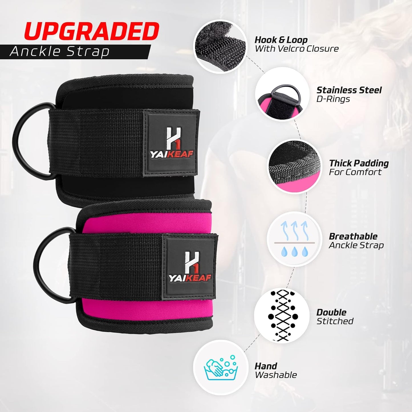 Neoprene Ankle Straps for Cable Machines - Premium Gym Attachments for Glute & Leg Workouts