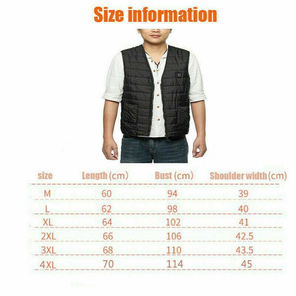 Heated Vest Warm Winter Warm Electric USB Jacket Men Women Heating Coat Thermal