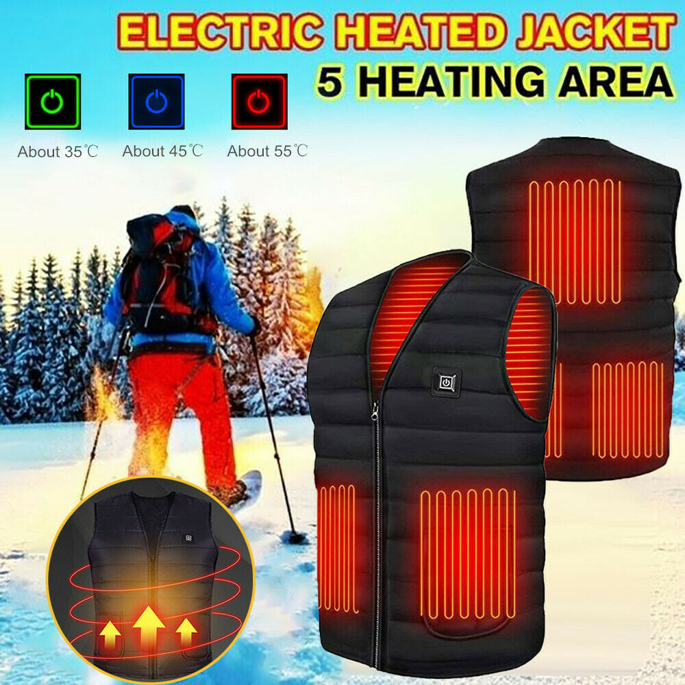 Heated Vest Warm Winter Warm Electric USB Jacket Men Women Heating Coat Thermal