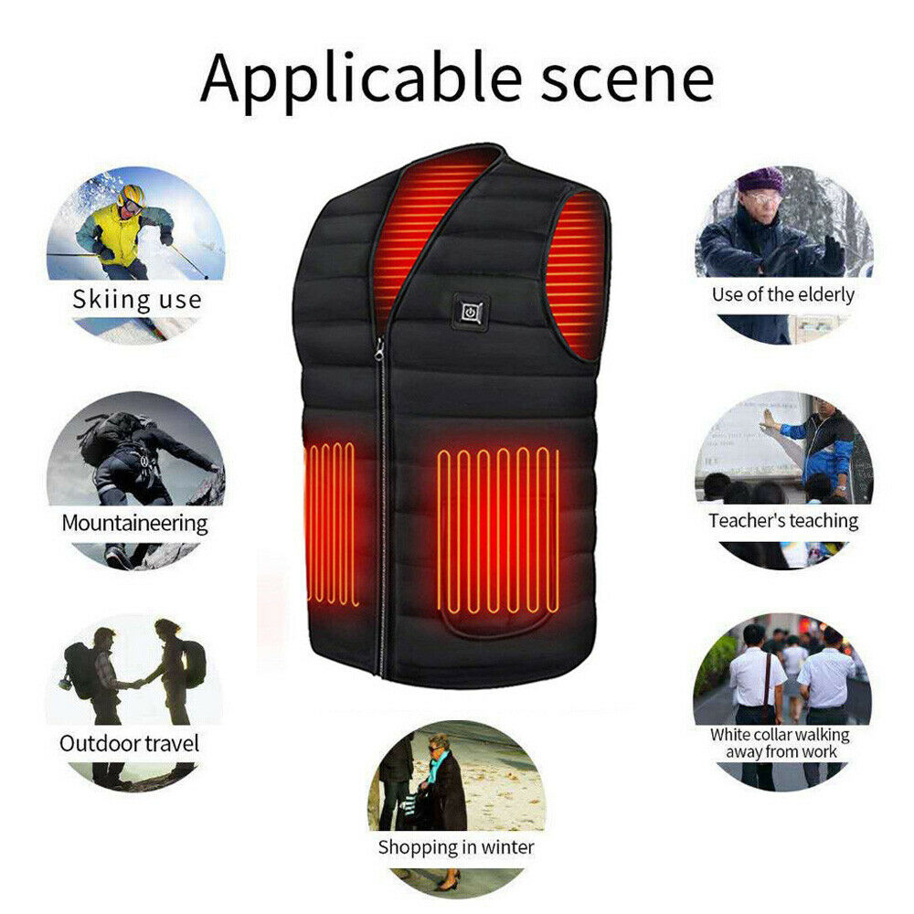 Heated Vest Warm Winter Warm Electric USB Jacket Men Women Heating Coat Thermal