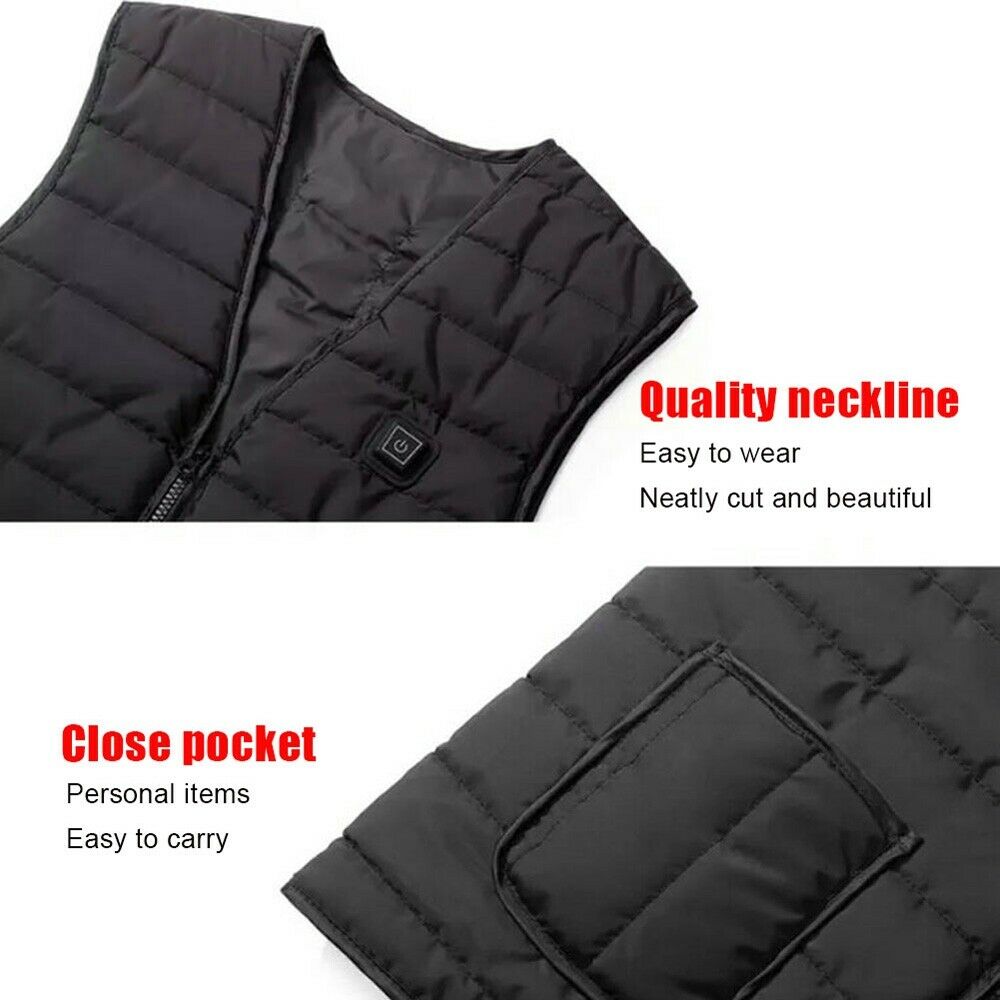 Heated Vest Warm Winter Warm Electric USB Jacket Men Women Heating Coat Thermal