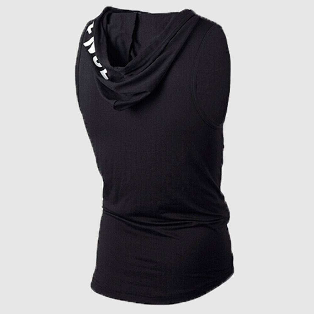 Men‘s Muscle Hoodie Tank Top Bodybuilding Gym Workout Sleeveless Vest T-shirt
