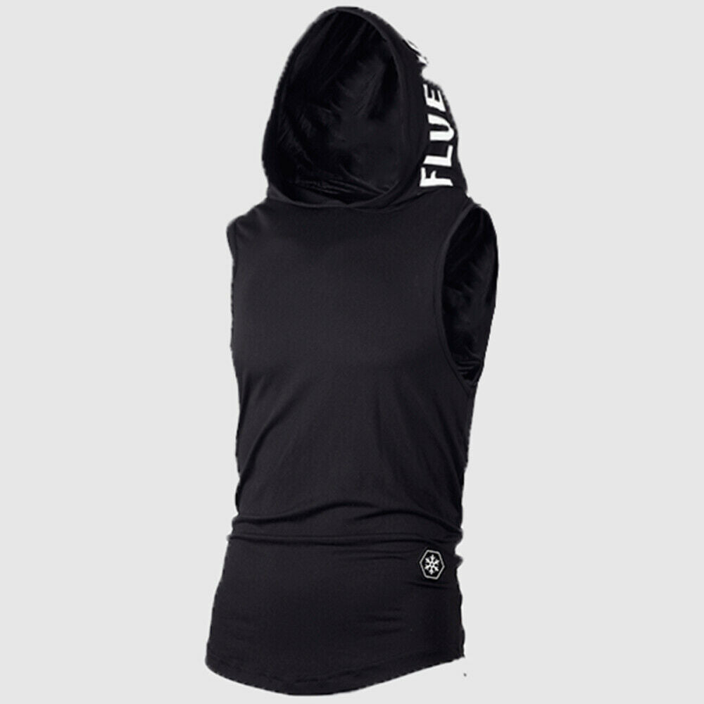 Men‘s Muscle Hoodie Tank Top Bodybuilding Gym Workout Sleeveless Vest T-shirt