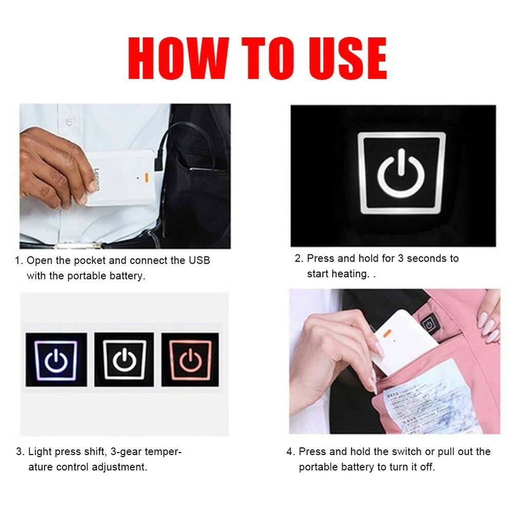 Heated Vest Warm Winter Warm Electric USB Jacket Men Women Heating Coat Thermal