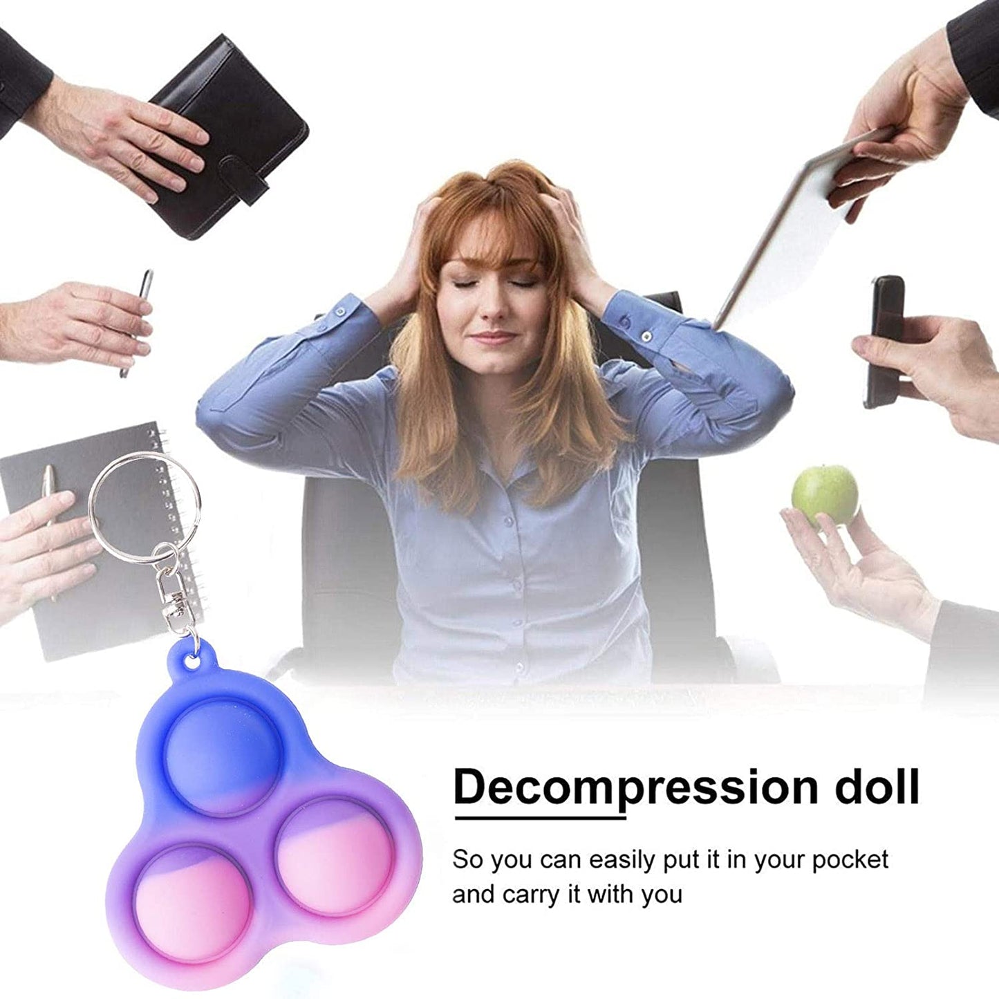 Simple Dimple Fidget Toy,Popping Fidget,Fidget Pack,Squeeze Sensory Bubble Stress Reliever,Playing Board Emotion Tool Toys for Kids with ADD,ADHD or Autism Adults (Rainbow Colors- 3 Pop and 2 Pop)