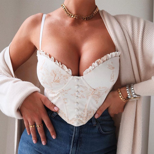 ContourFit Ruffle-Trim Bustier Crop Top