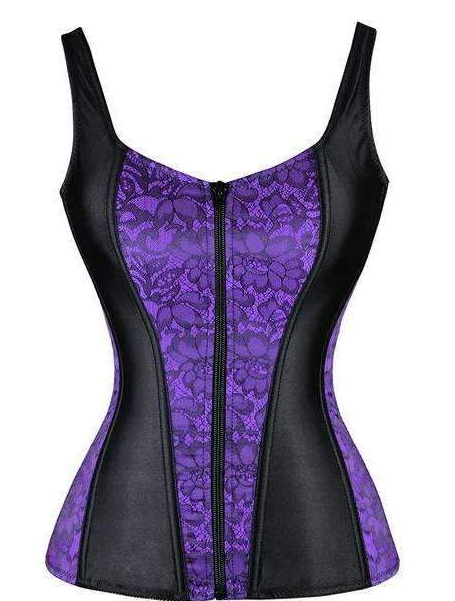 VelvetLine Boned Lace Corset Top - Purple colorway