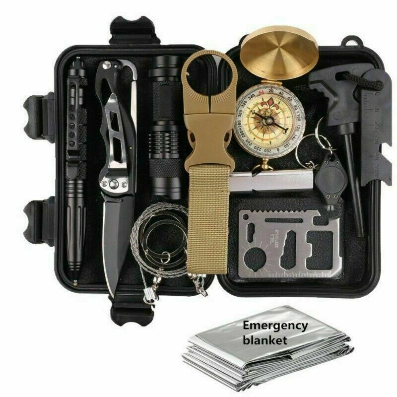 13 In 1 Outdoor Emergency Survival Kit Camping Hiking Tactical Gear SOS Backpack