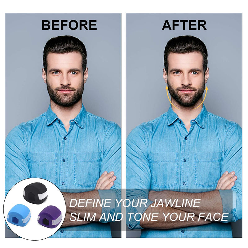 Jaw Jawline Exerciser, Face And Neck Toning Facial Exerciser, Double Chin Exercise Device Neck Fitness Ball, Define Your Jawline, Slim and Tone Face, Jawline Shaper for Women Men (Black Blue Purple)