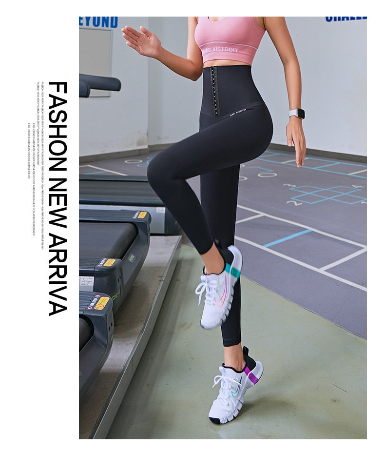 Fitness women corset hip lift postpartum high waist tights yoga pants Waisted Workout leggings Women Gym Running Training Tights