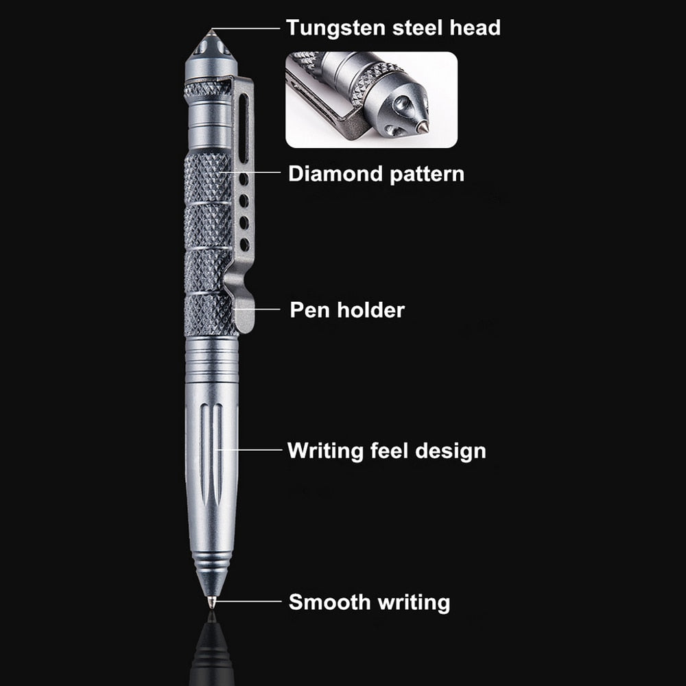 Multifunction Aluminum Alloy Tactical Pen for Self Defense Emergency Glass Breaker Pen Outdoor EDC Security Survival Tool - Outdoor Camping Hiking