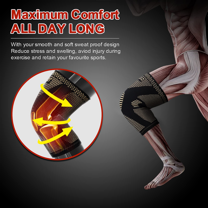 Copper Knee Sleeves Silver Compression Brace