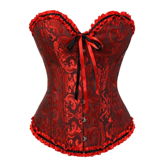 Victorian Overbust Floral Fashion Lace Corset - SweatCraze