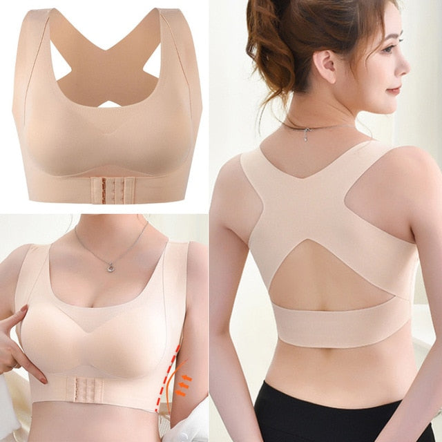 Women Posture Corrector Front Closure Bras Fitness Vest Push Up Bra