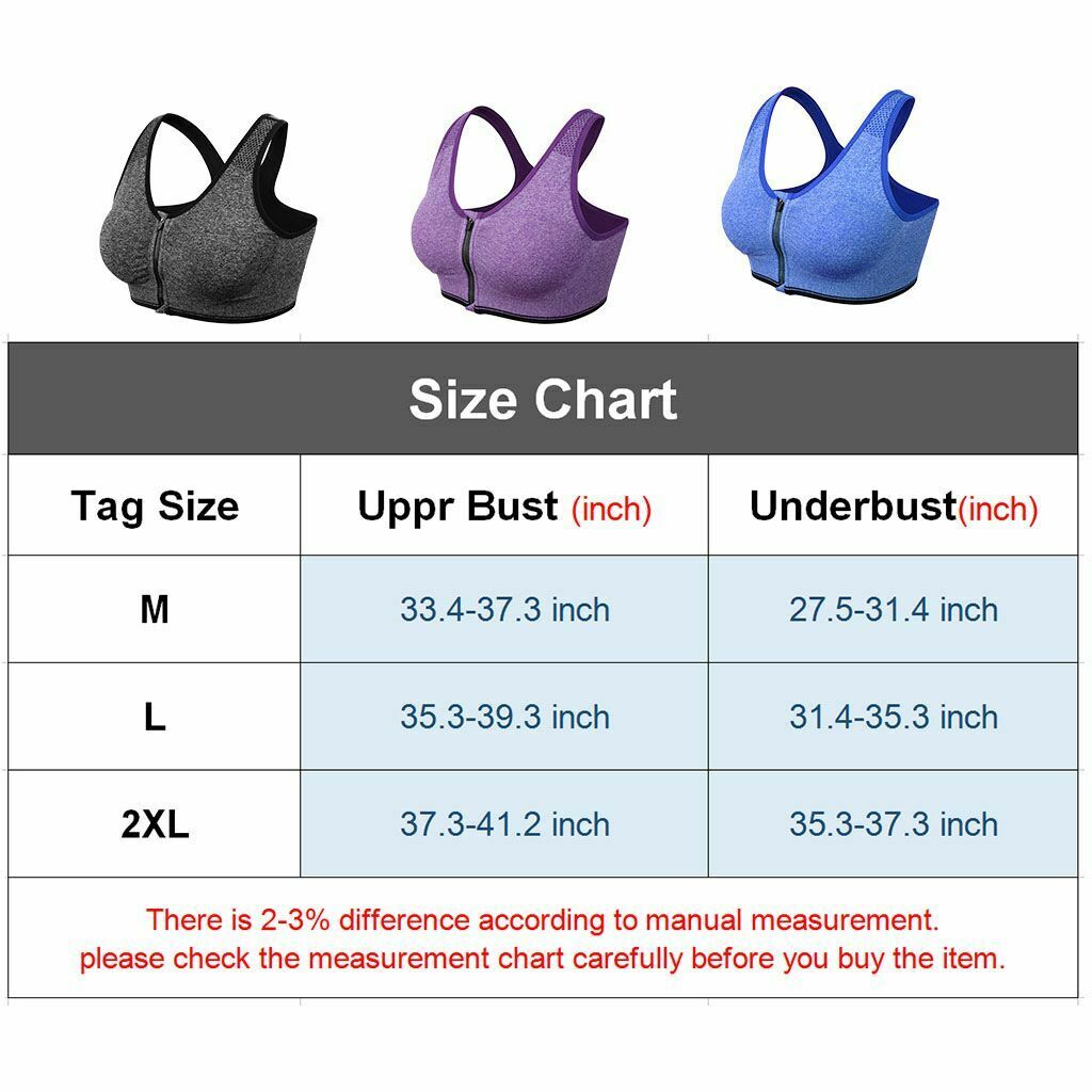 Women Zipper Stretch Sports Bra Running Gym Yoga Padded Fitness Workout Top Tank