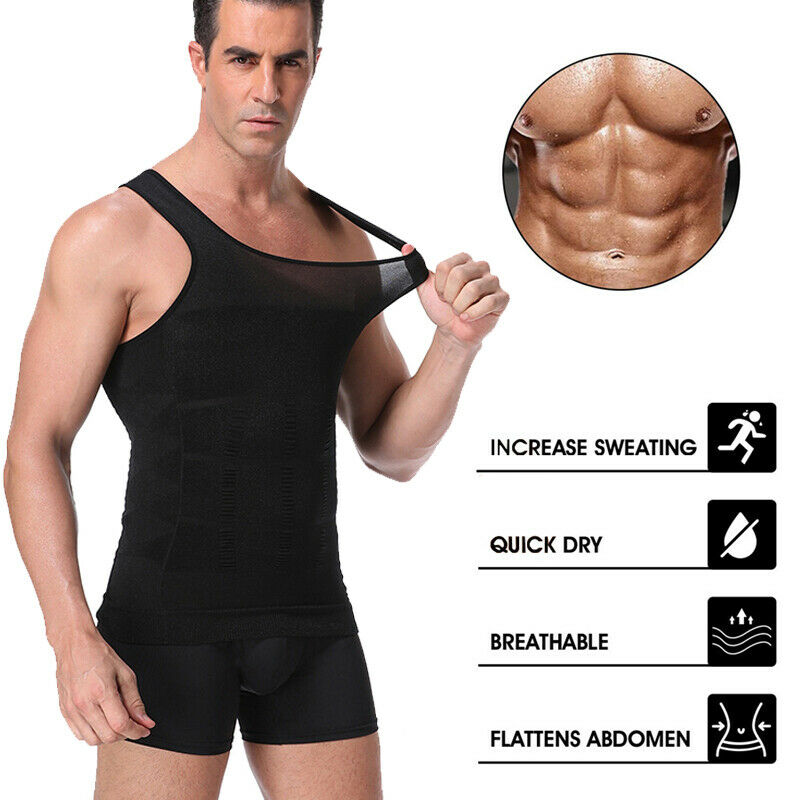 Men's Slimming Body Shaper Vest Abs Abdomen Compression Shirt Fitness Tank Tops