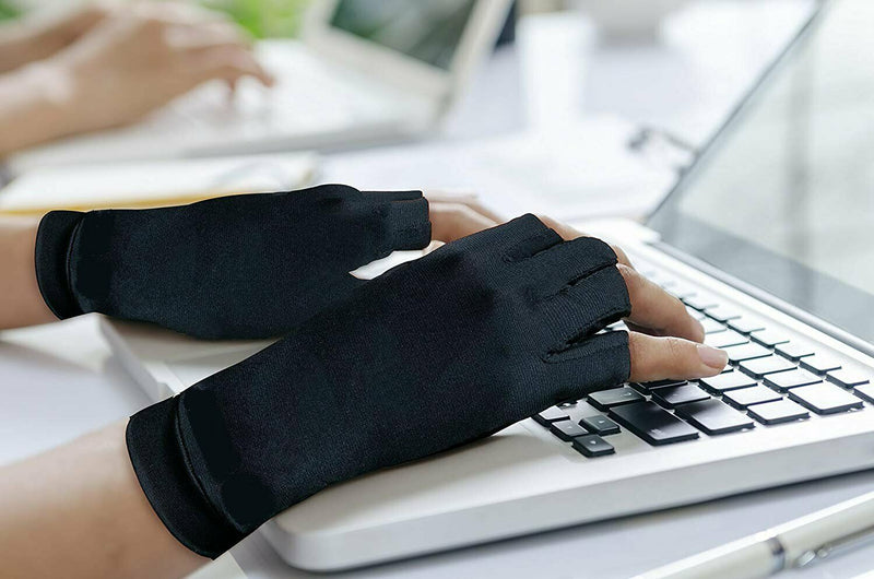 Copper Compression Gloves Arthritis Fit Carpal Tunnel Support Gloves - Black