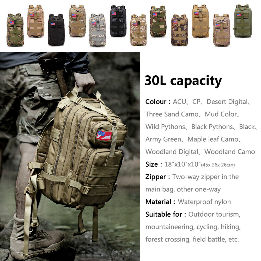  Military Outdoor Tactical Shoulder Backpack Camping Hiking Bag
