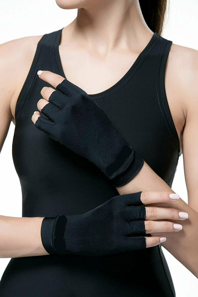 Copper Compression Gloves Arthritis Fit Carpal Tunnel Support Gloves - Black