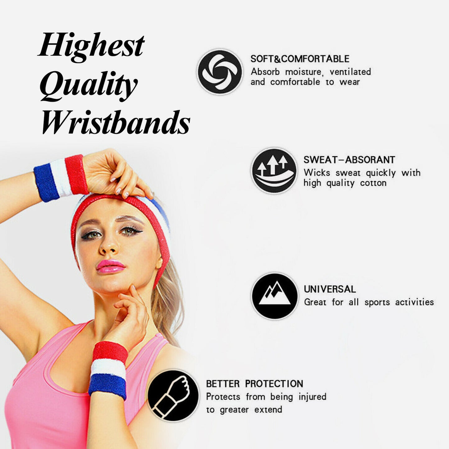 Fitness Sport Workout Wristbands & Headband