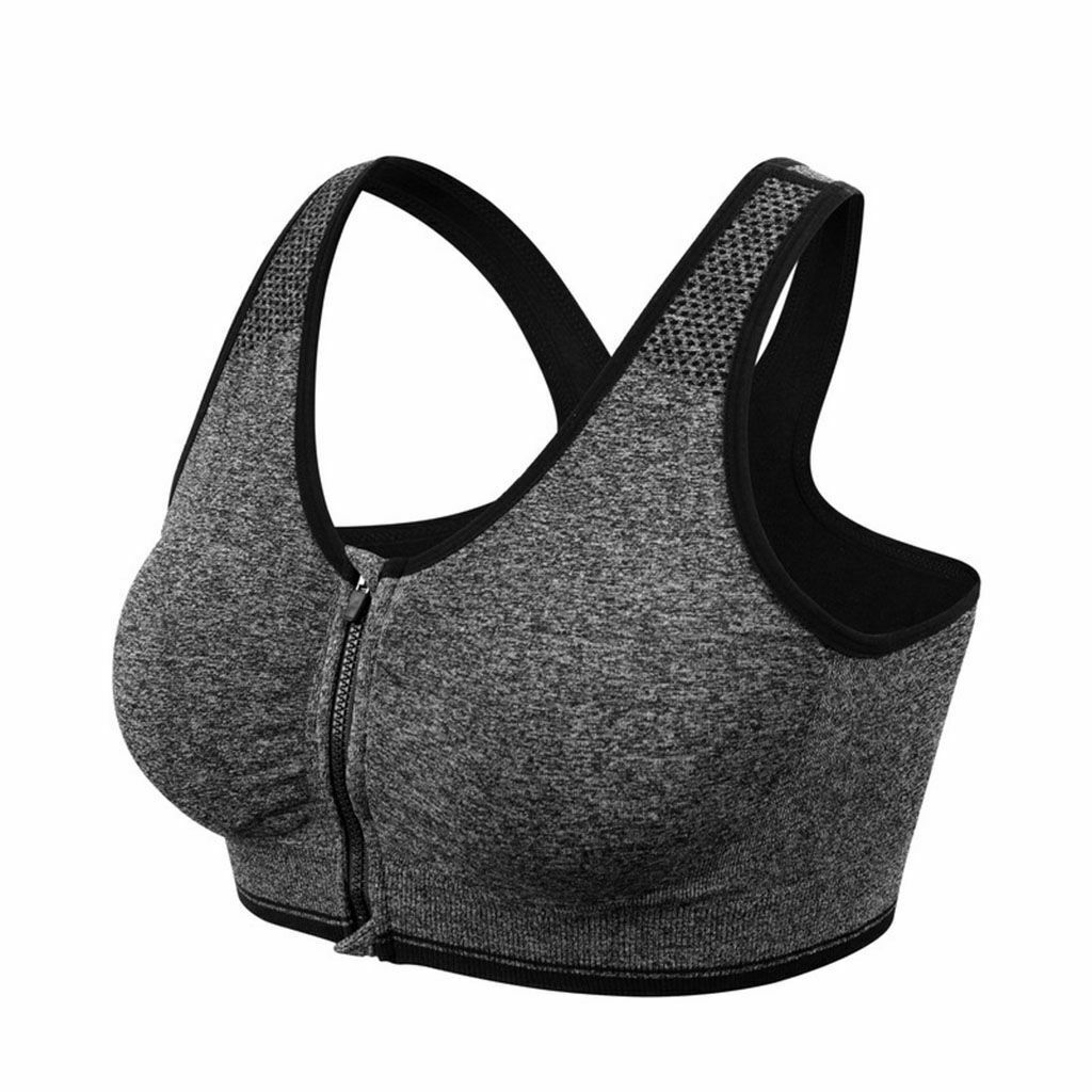 Women Zipper Stretch Sports Bra Running Gym Yoga Padded Fitness Workout Top Tank