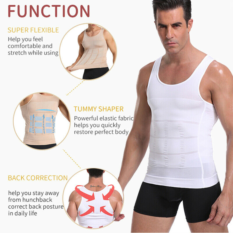 Men's Slimming Body Shaper Vest Abs Abdomen Compression Shirt Fitness Tank Tops