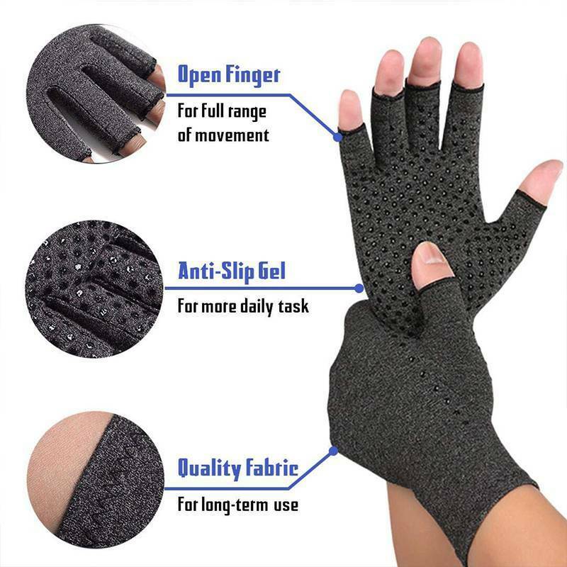 Copper Compression Gloves Carpal Tunnel Arthritis Pain Relief Therapeutic Brace