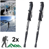 Pair 2-pc Trekking Walking Hiking Sticks Poles Adjustable Alpenstock anti-shock Sticks