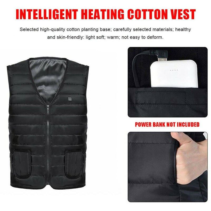 Heated Vest Warm Winter Warm Electric USB Jacket Men Women Heating Coat Thermal