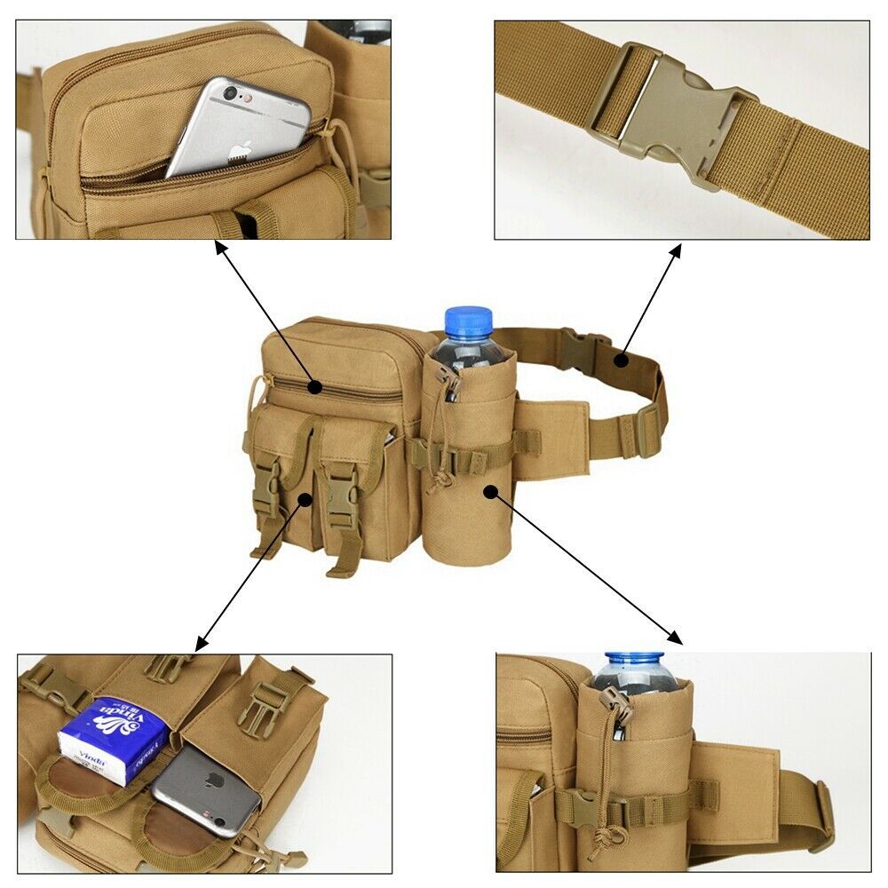 Outdoor Utility Tactical Waist Fanny Bag - Military Camping Hiking Belt Bag