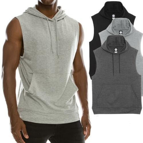 Mens Workout Sleeveless Hoodie 