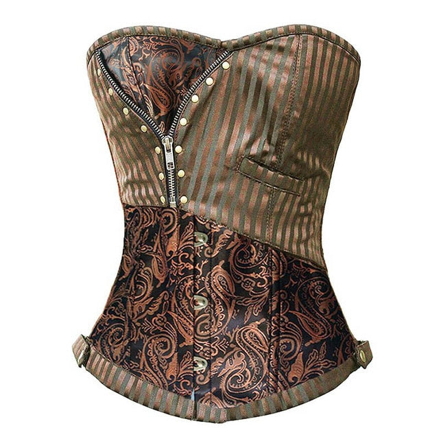 SCSTAR Brocade Zip Corset Bustier